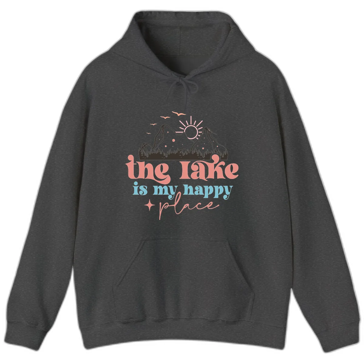 The Lake Is My Happy Place Hoodie in Dark Heather