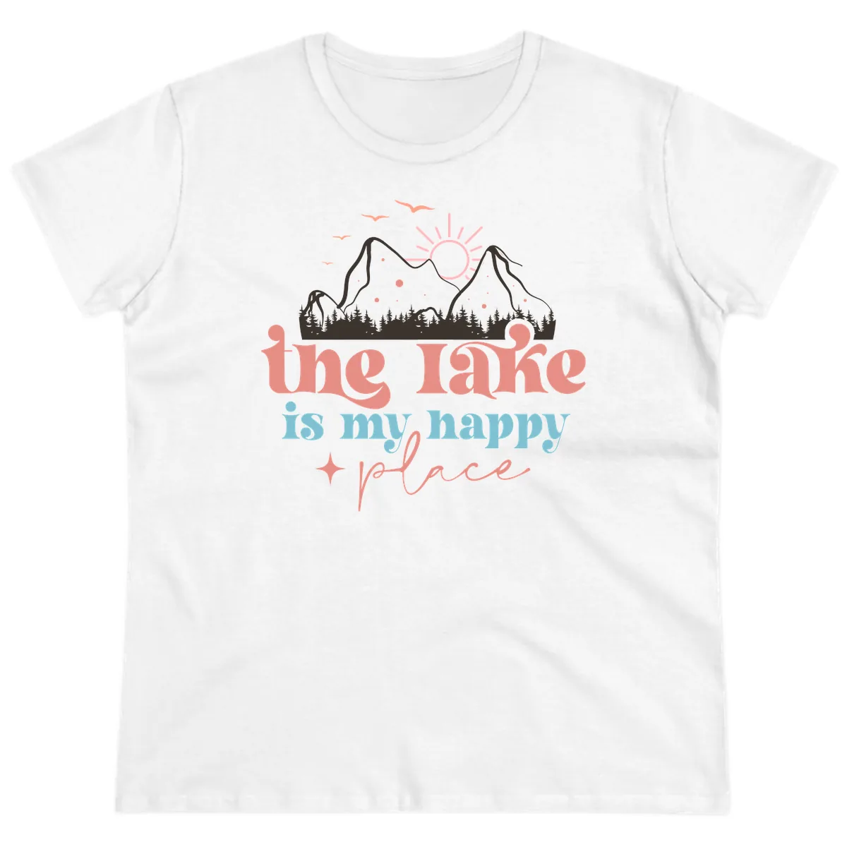 The Lake Is My Happy Place Ladies Tee in White