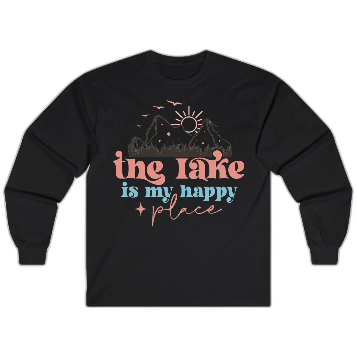 The Lake Is My Happy Place Long Sleeve in Black