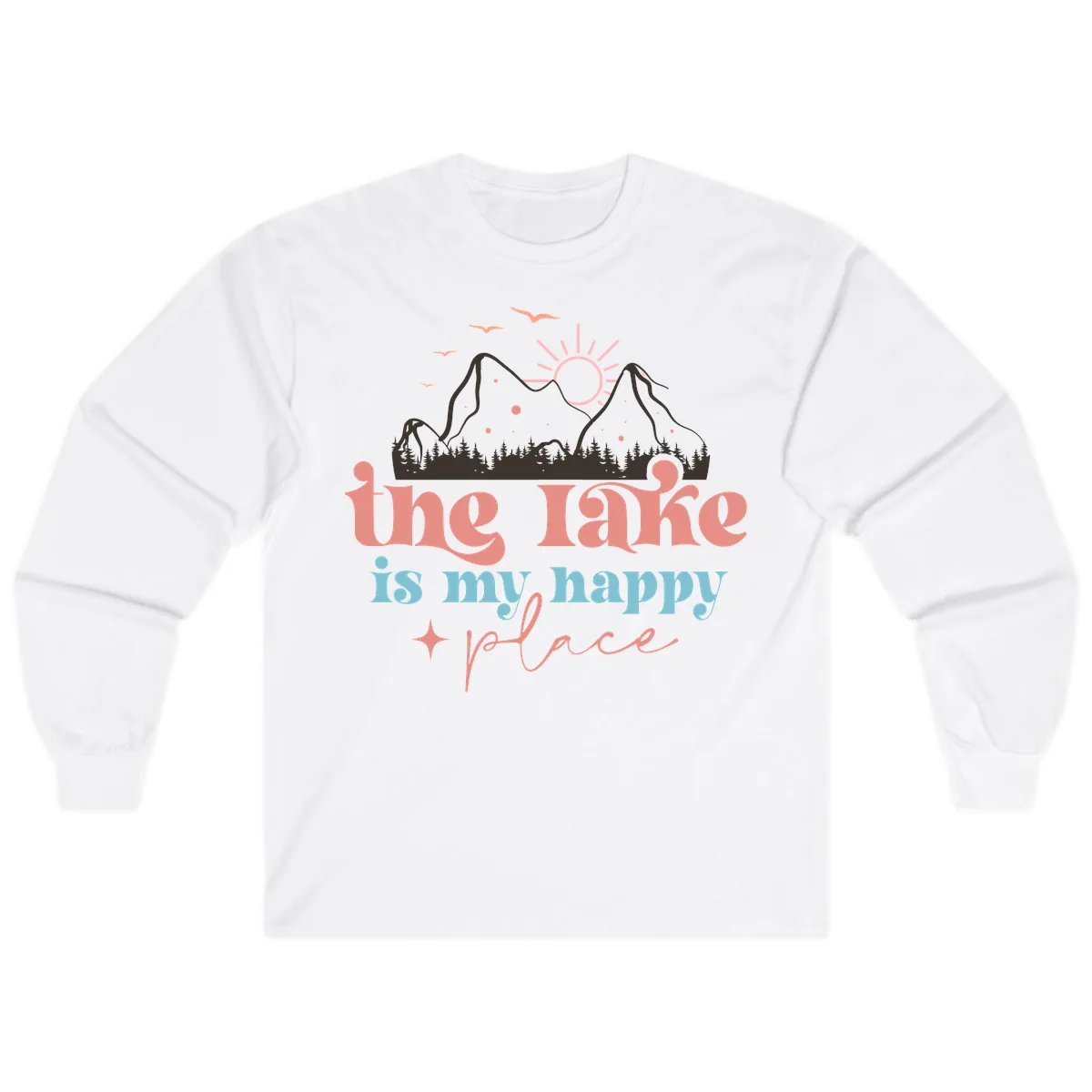 The Lake Is My Happy Place Long Sleeve in White