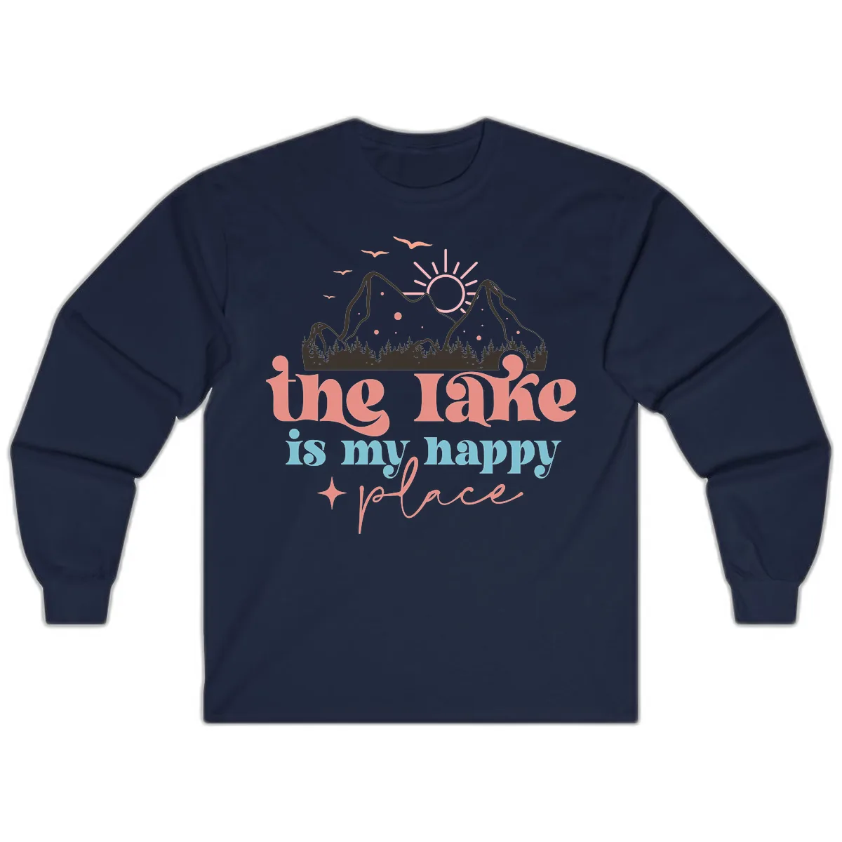The Lake Is My Happy Place Long Sleeve in Navy