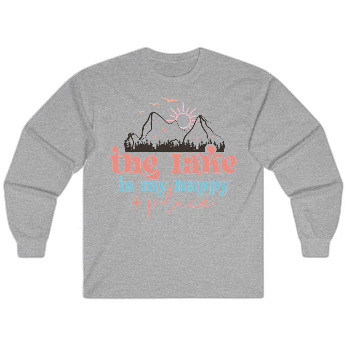 The Lake Is My Happy Place Long Sleeve in Sport Grey