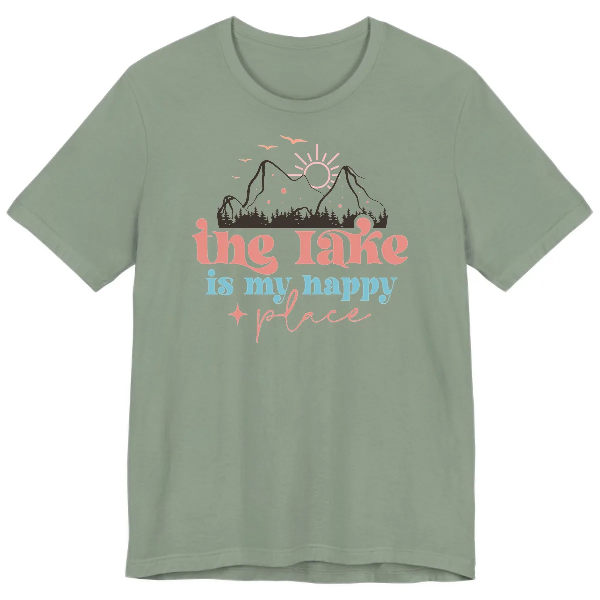The Lake Is My Happy Place Premium T-Shirt in Sage