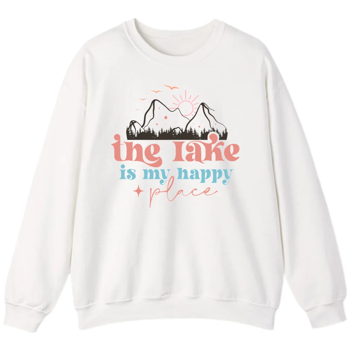 The Lake Is My Happy Place Sweatshirt in White