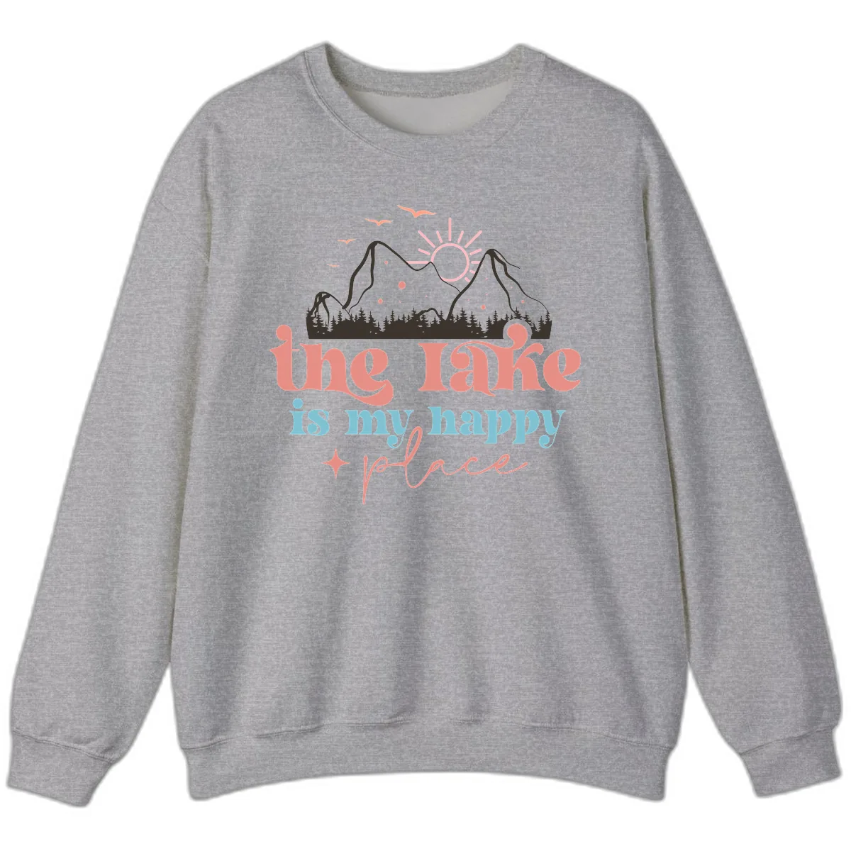 The Lake Is My Happy Place Sweatshirt in Sport Grey