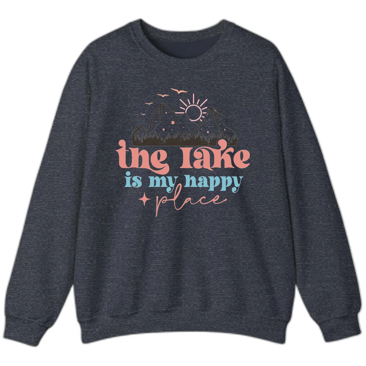 The Lake Is My Happy Place Sweatshirt in Heather Sport Dark Navy