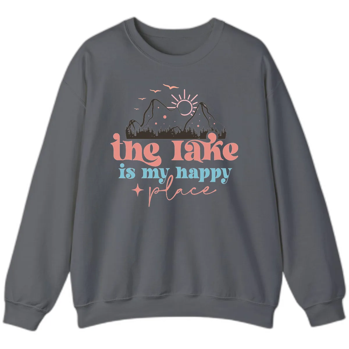 The Lake Is My Happy Place Sweatshirt in Charcoal