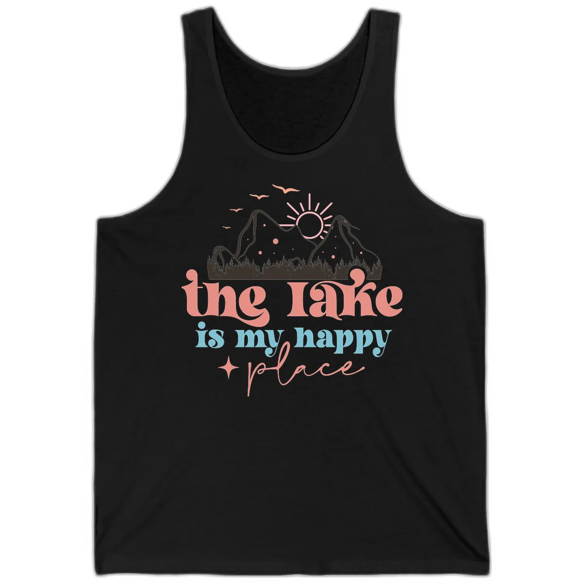 The Lake Is My Happy Place Tank in Black