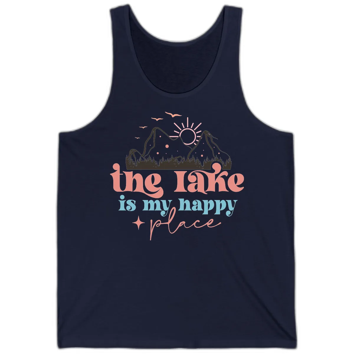 The Lake Is My Happy Place Tank in Navy