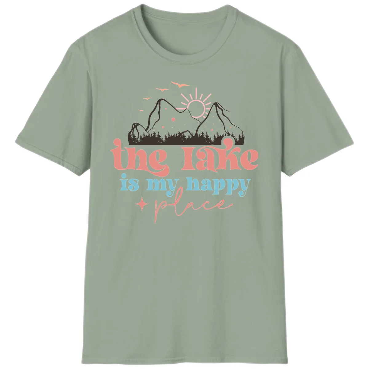 The Lake Is My Happy Place T-Shirt in Sage