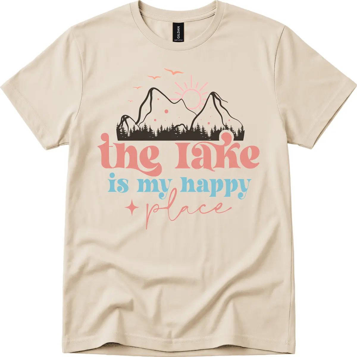 The Lake Is My Happy Place T-Shirt in Sand