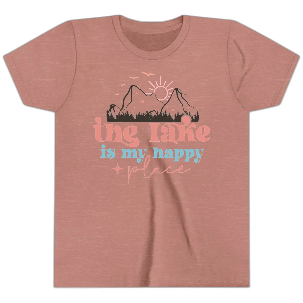 The Lake Is My Happy Place Youth T-Shirt in Heather Mauve