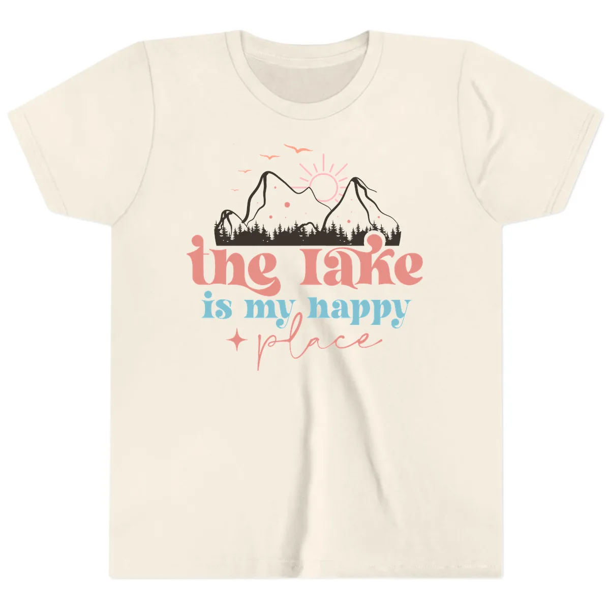 The Lake Is My Happy Place Youth T-Shirt in Natural