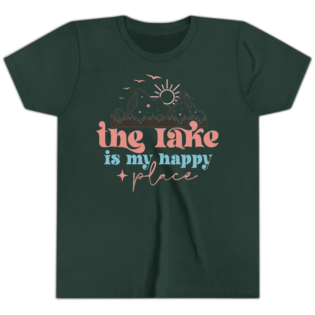 The Lake Is My Happy Place Youth T-Shirt in Forest