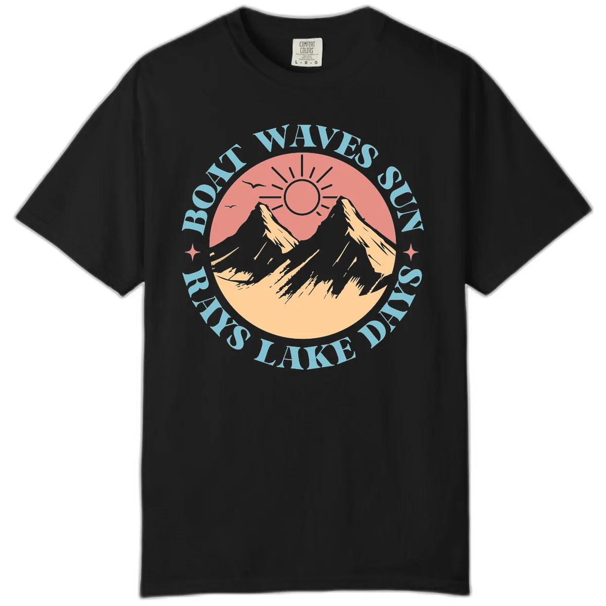 Boat Waves Sun Rays Lake Days Comfort Color in Black