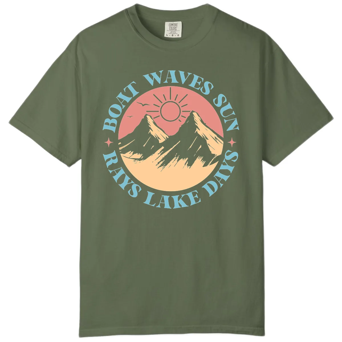 Boat Waves Sun Rays Lake Days Comfort Color in Sage