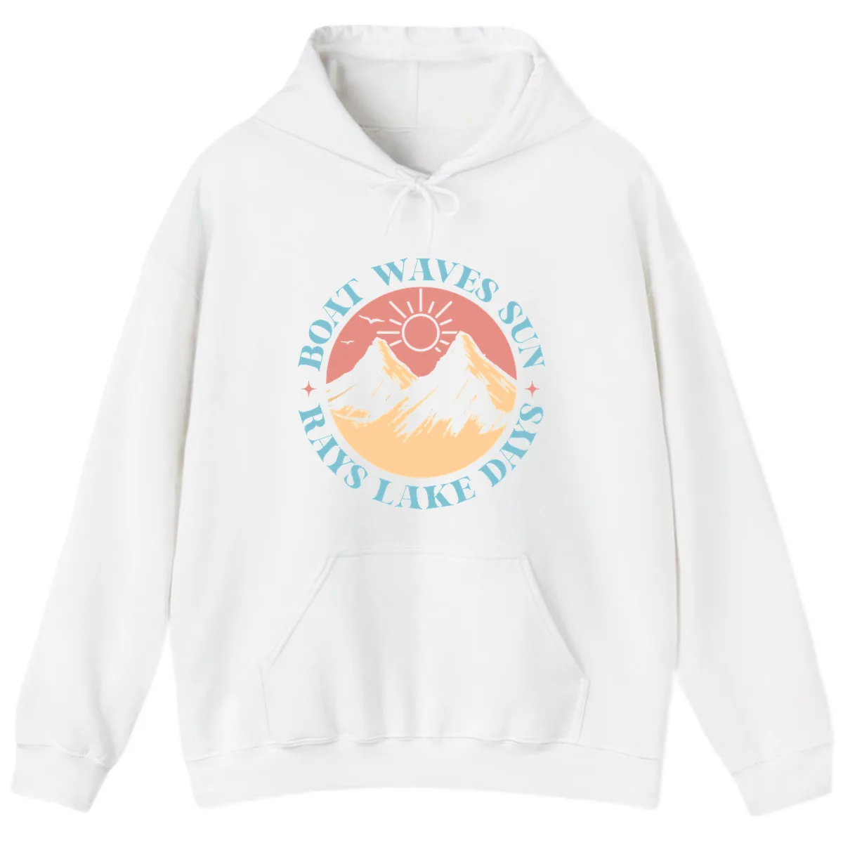 Boat Waves Sun Rays Lake Days Hoodie in White
