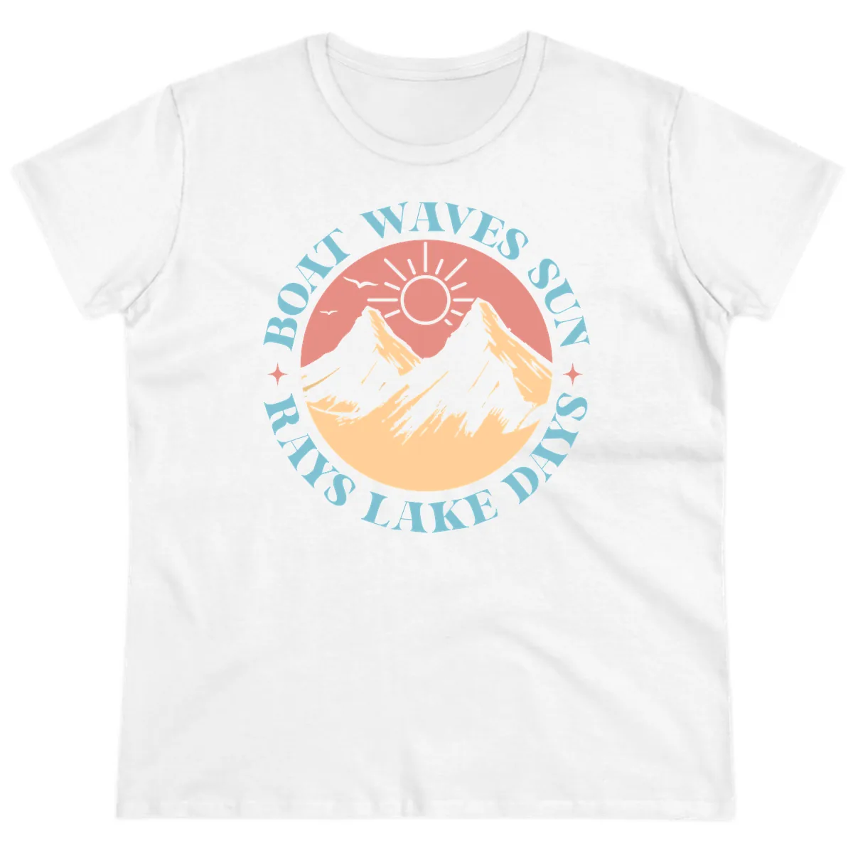 Boat Waves Sun Rays Lake Days Ladies Tee in White