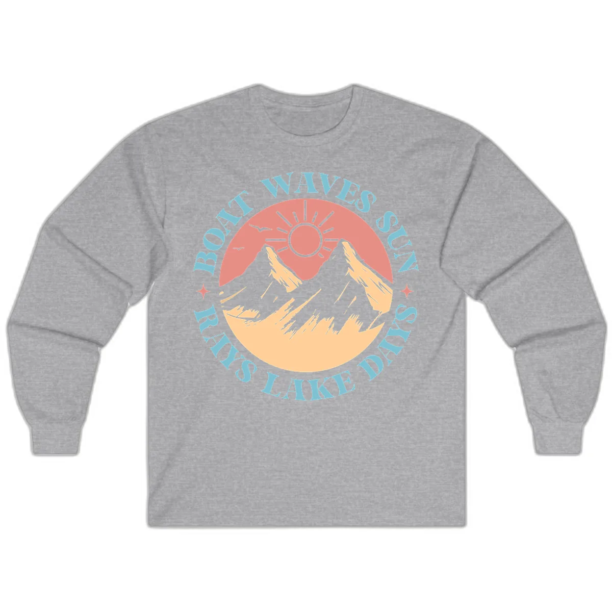 Boat Waves Sun Rays Lake Days Long Sleeve in Sport Grey