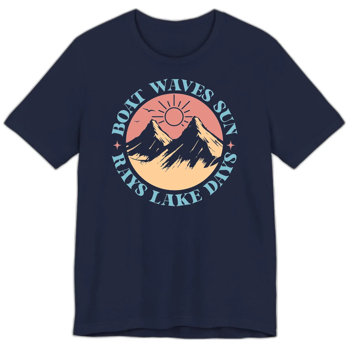Boat Waves Sun Rays Lake Days Premium T-Shirt in Navy