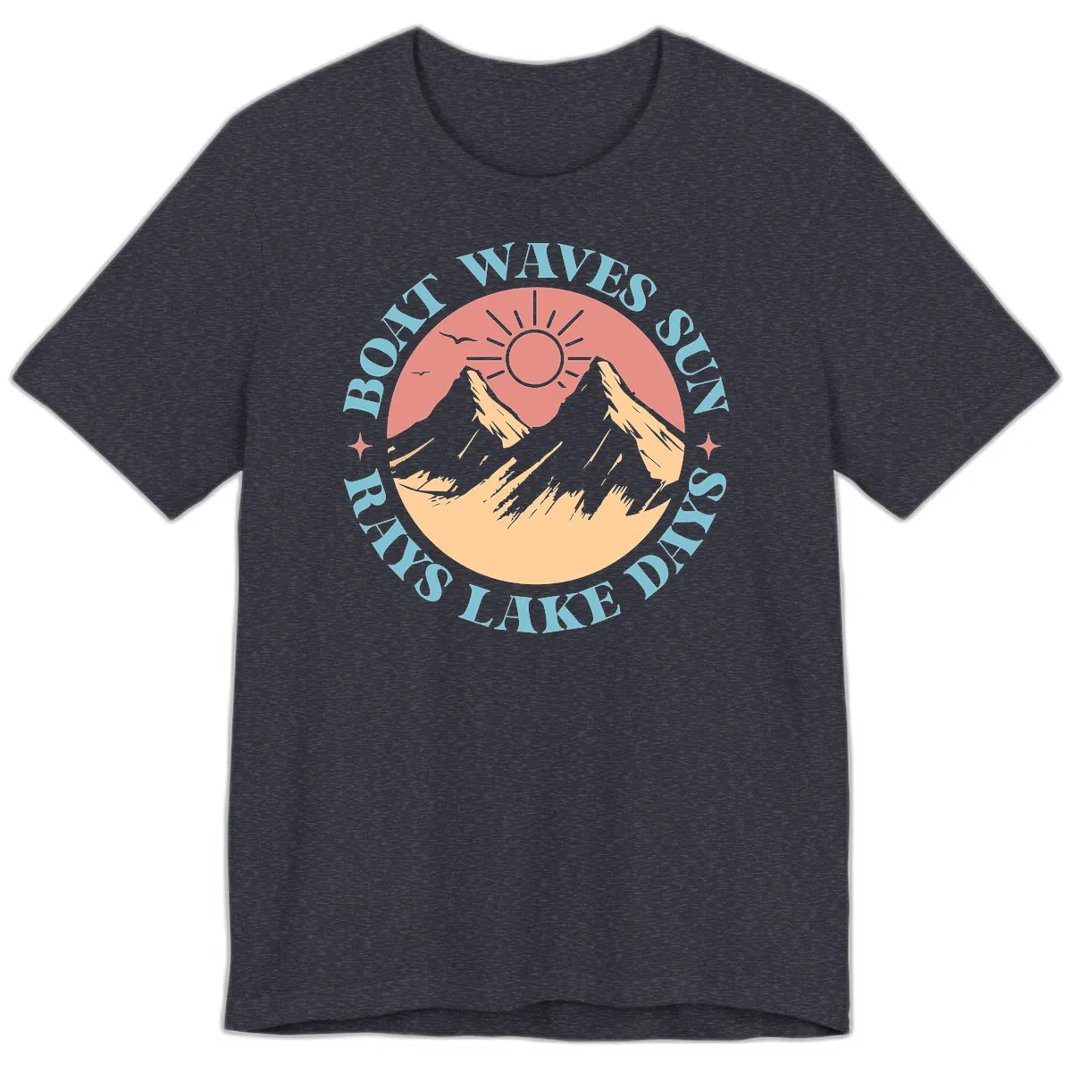 Boat Waves Sun Rays Lake Days Premium T-Shirt in Heather Navy