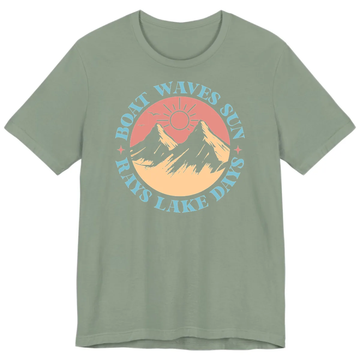 Boat Waves Sun Rays Lake Days Premium T-Shirt in Sage