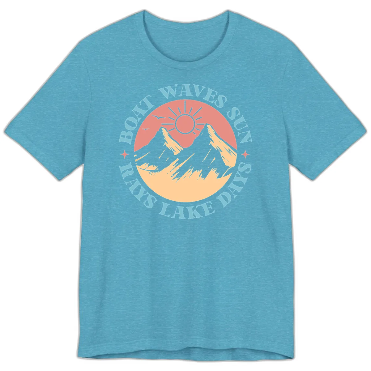 Boat Waves Sun Rays Lake Days Premium T-Shirt in Heather Aqua