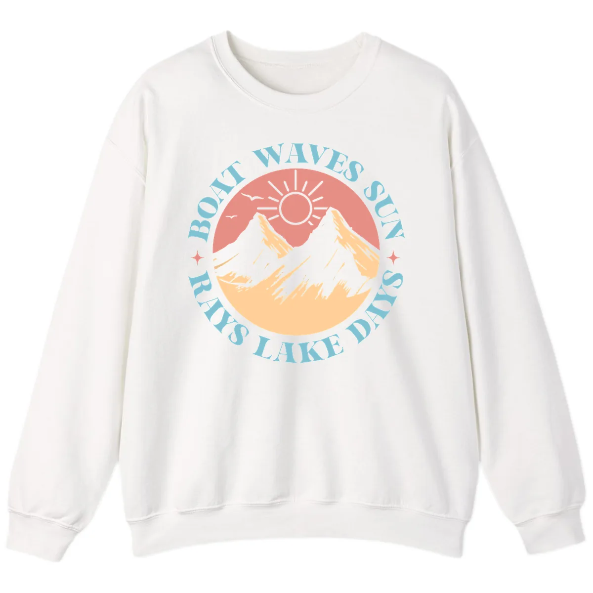 Boat Waves Sun Rays Lake Days Sweatshirt in White