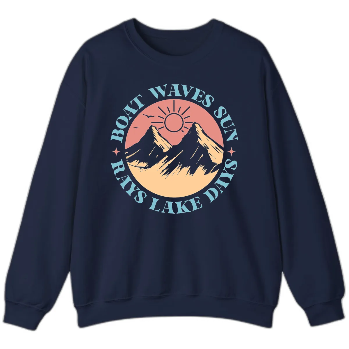 Boat Waves Sun Rays Lake Days Sweatshirt in Navy