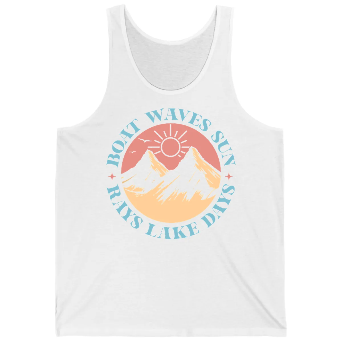 Boat Waves Sun Rays Lake Days Tank in White