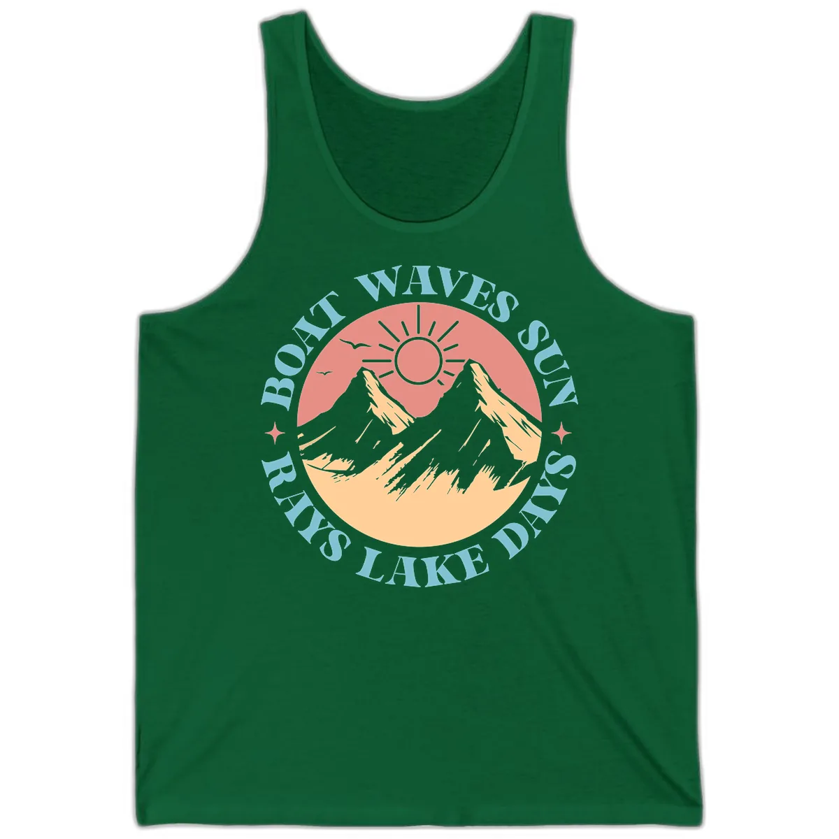 Boat Waves Sun Rays Lake Days Tank in Kelly