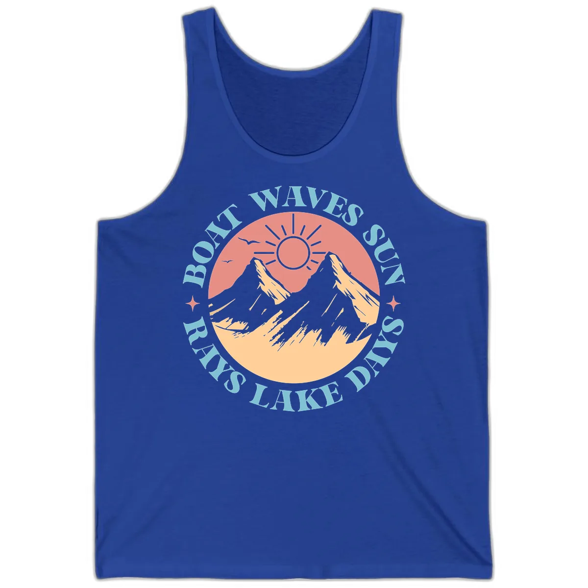Boat Waves Sun Rays Lake Days Tank in True Royal