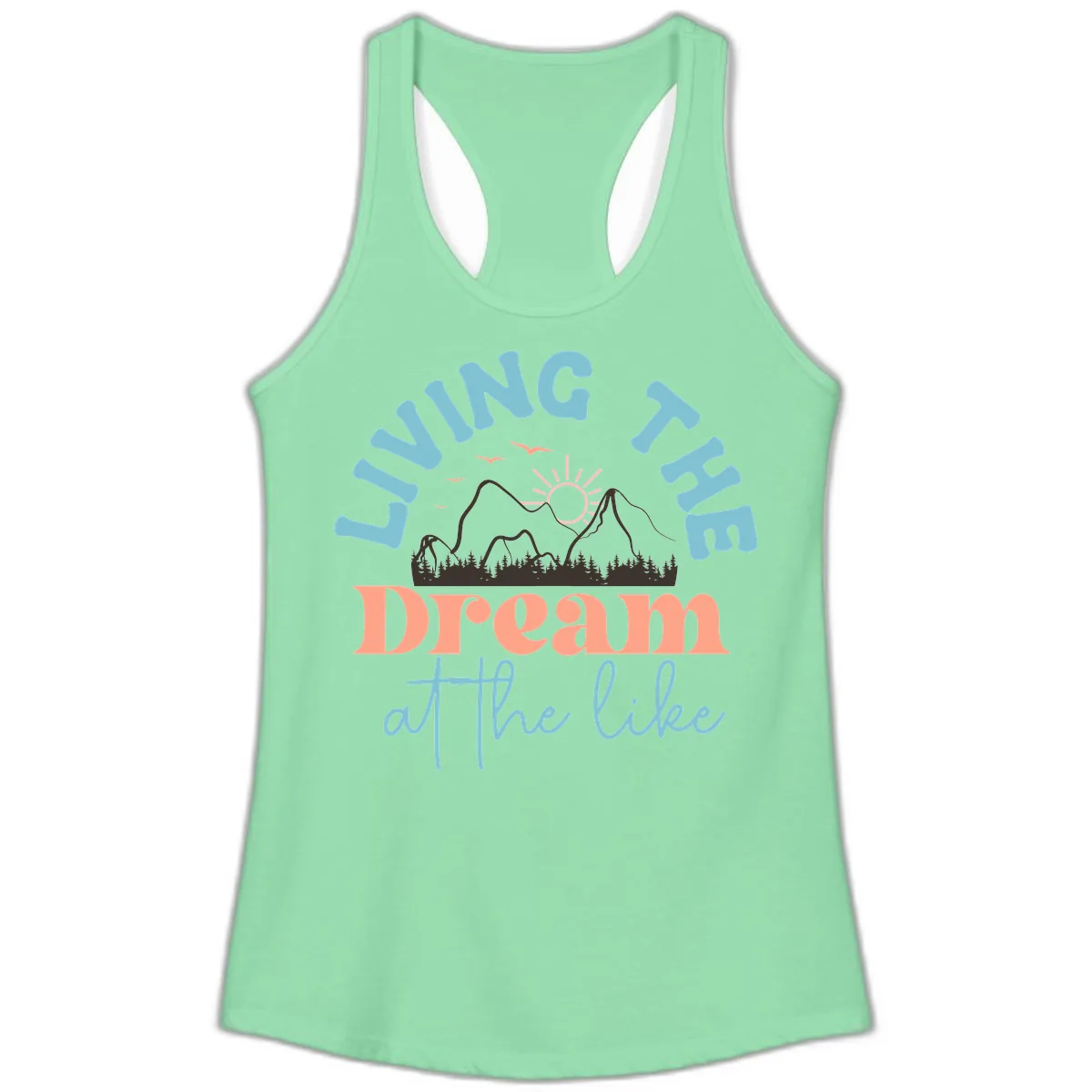 Living The Dream At The Lake Ladies Tank in Solid Mint
