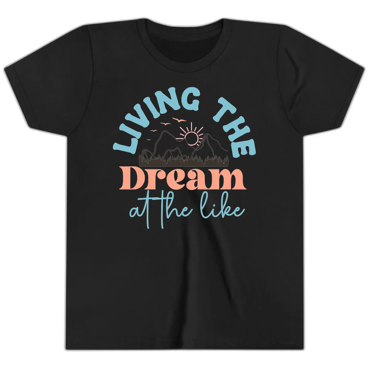 Living The Dream At The Lake Youth T-Shirt in Black