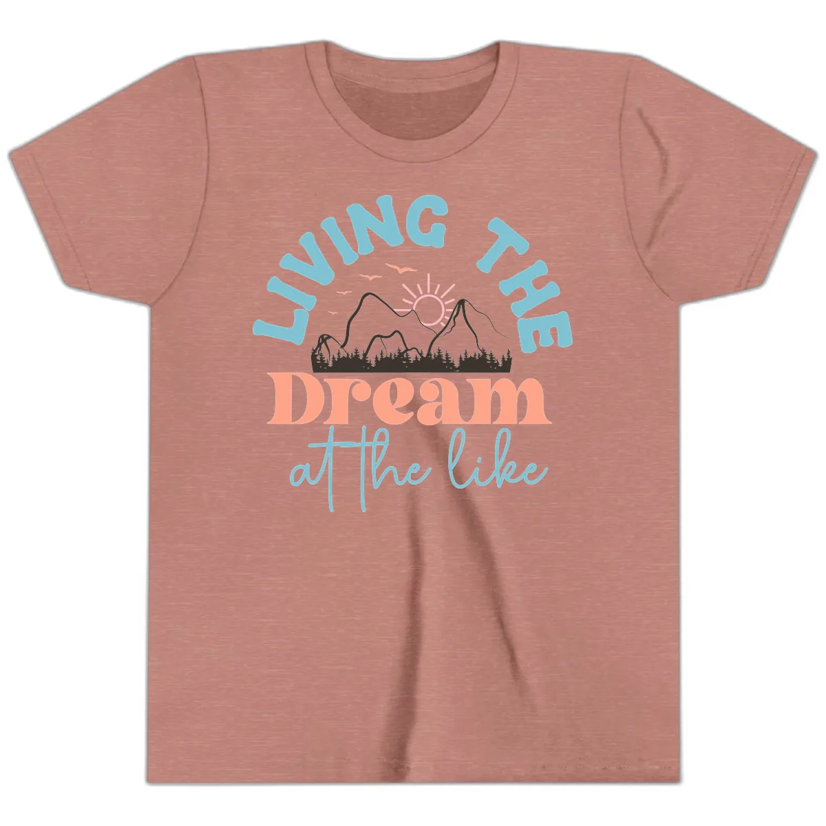 Living The Dream At The Lake Youth T-Shirt in Heather Mauve