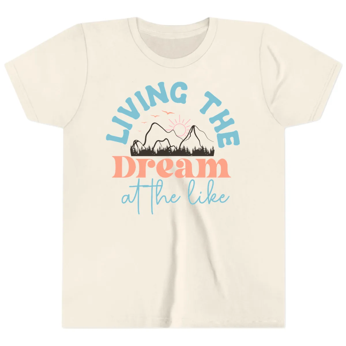 Living The Dream At The Lake Youth T-Shirt in Natural