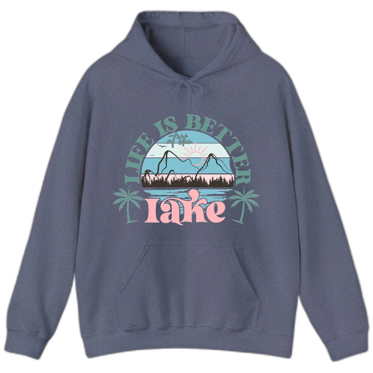 Life Is Better At The Lake Design Hoodie in Heather Navy