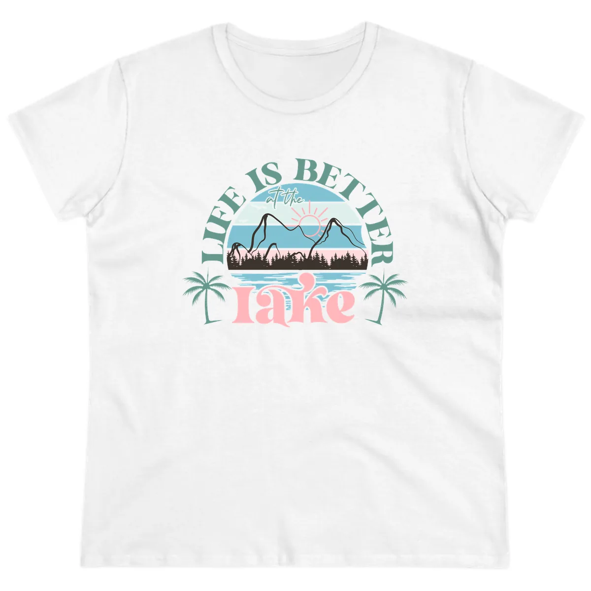 Life Is Better At The Lake Design Ladies Tee in White