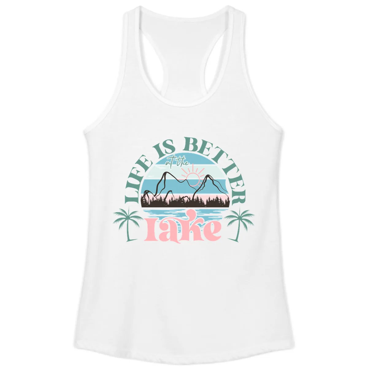 Life Is Better At The Lake Design Ladies Tank in White