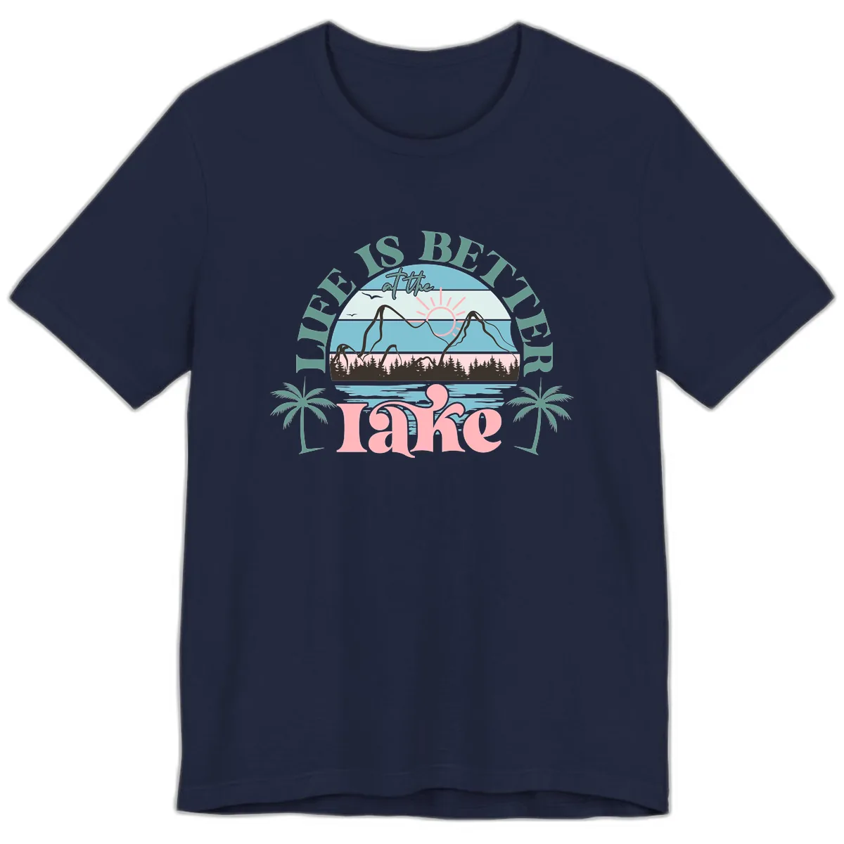 Life Is Better At The Lake Design Premium T-Shirt in Navy