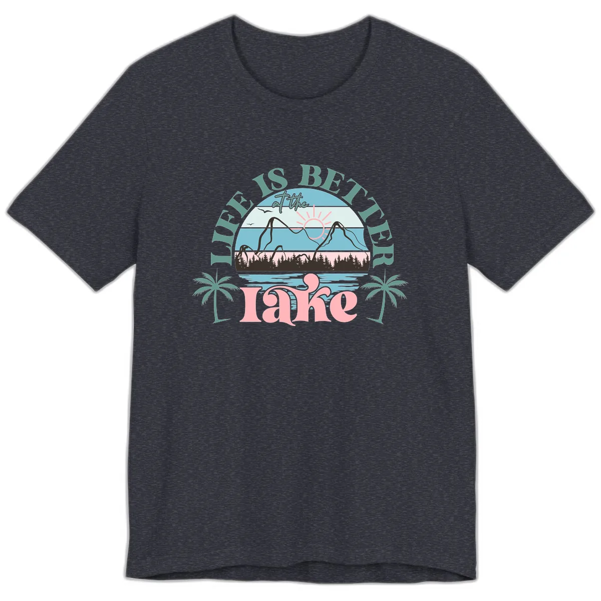 Life Is Better At The Lake Design Premium T-Shirt in Heather Navy