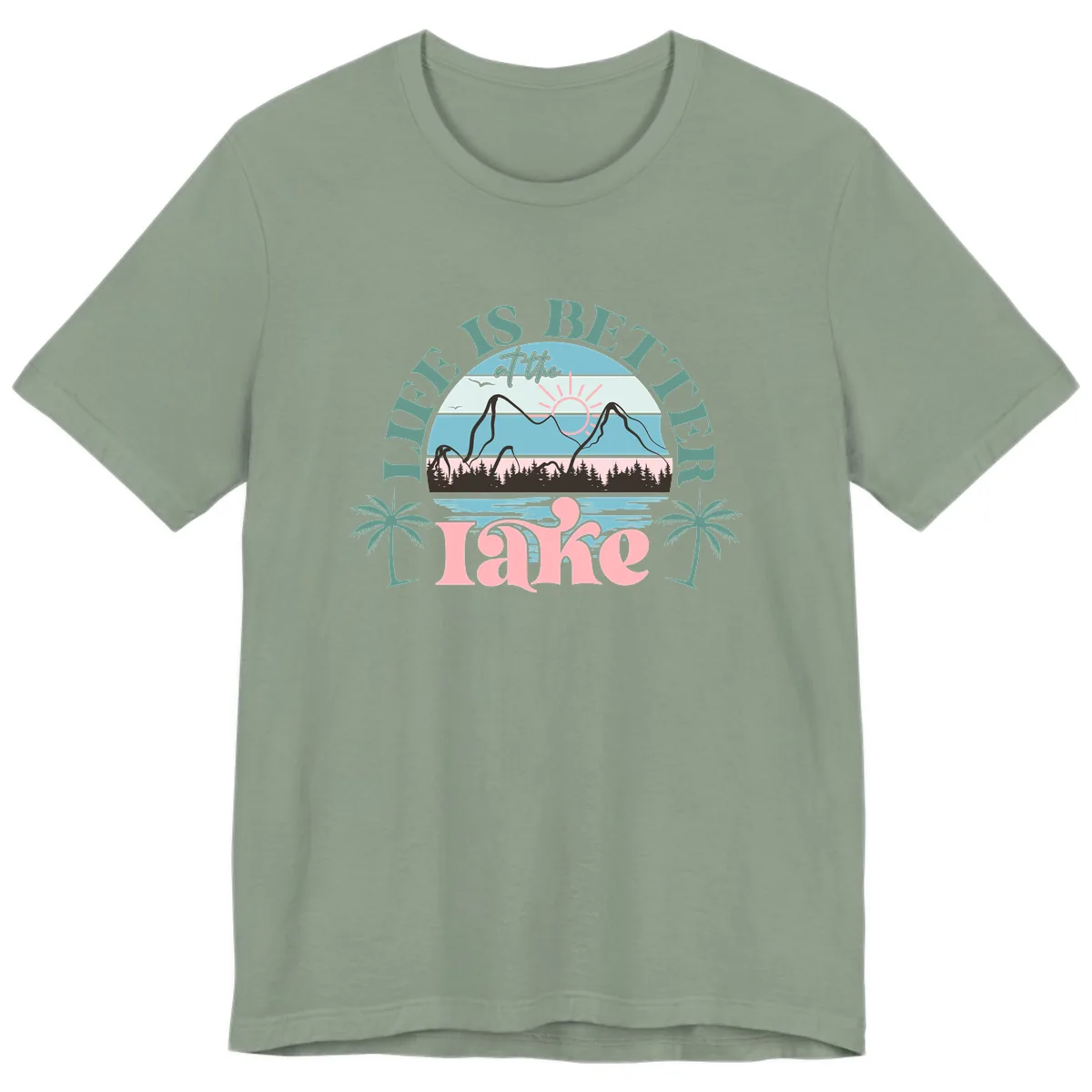 Life Is Better At The Lake Design Premium T-Shirt in Sage