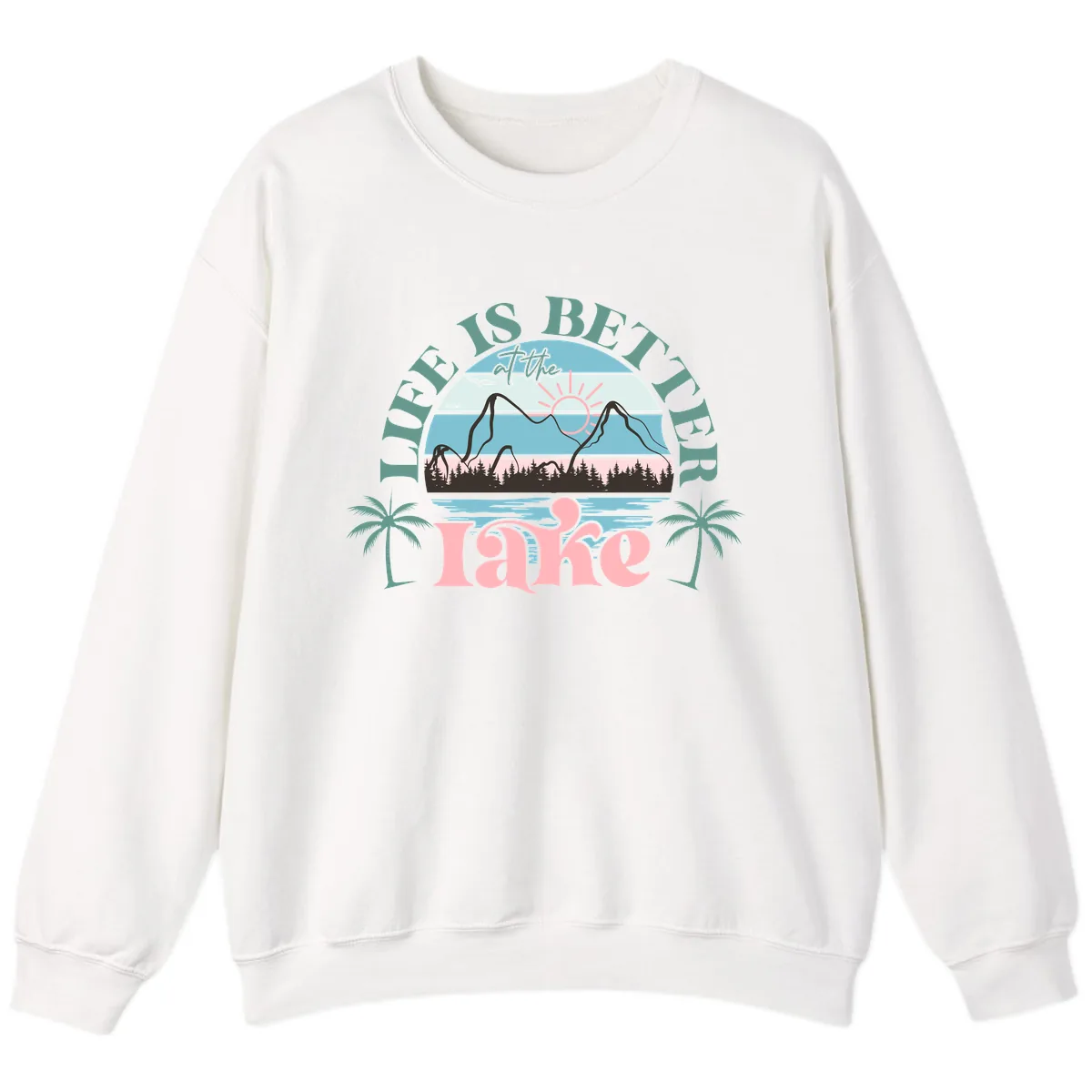 Life Is Better At The Lake Design Sweatshirt in White