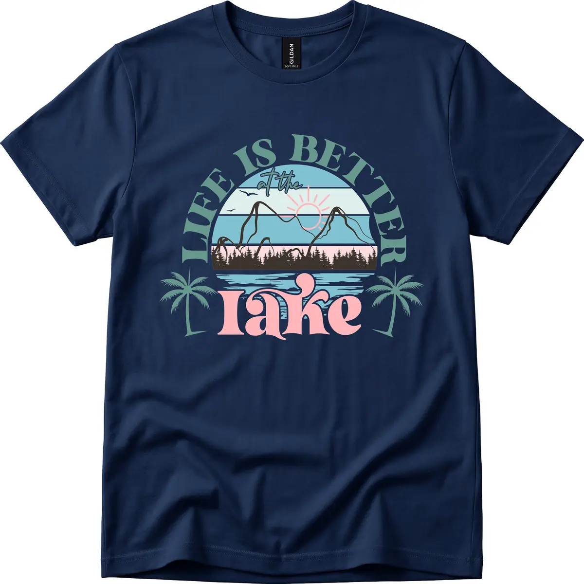 Life Is Better At The Lake Design T-Shirt in Navy