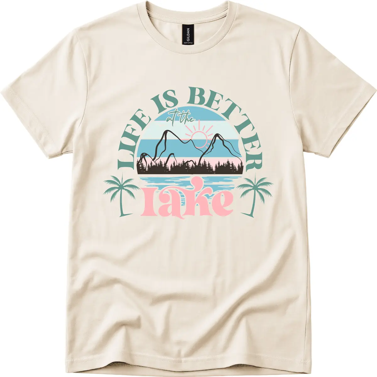 Life Is Better At The Lake Design T-Shirt in Natural