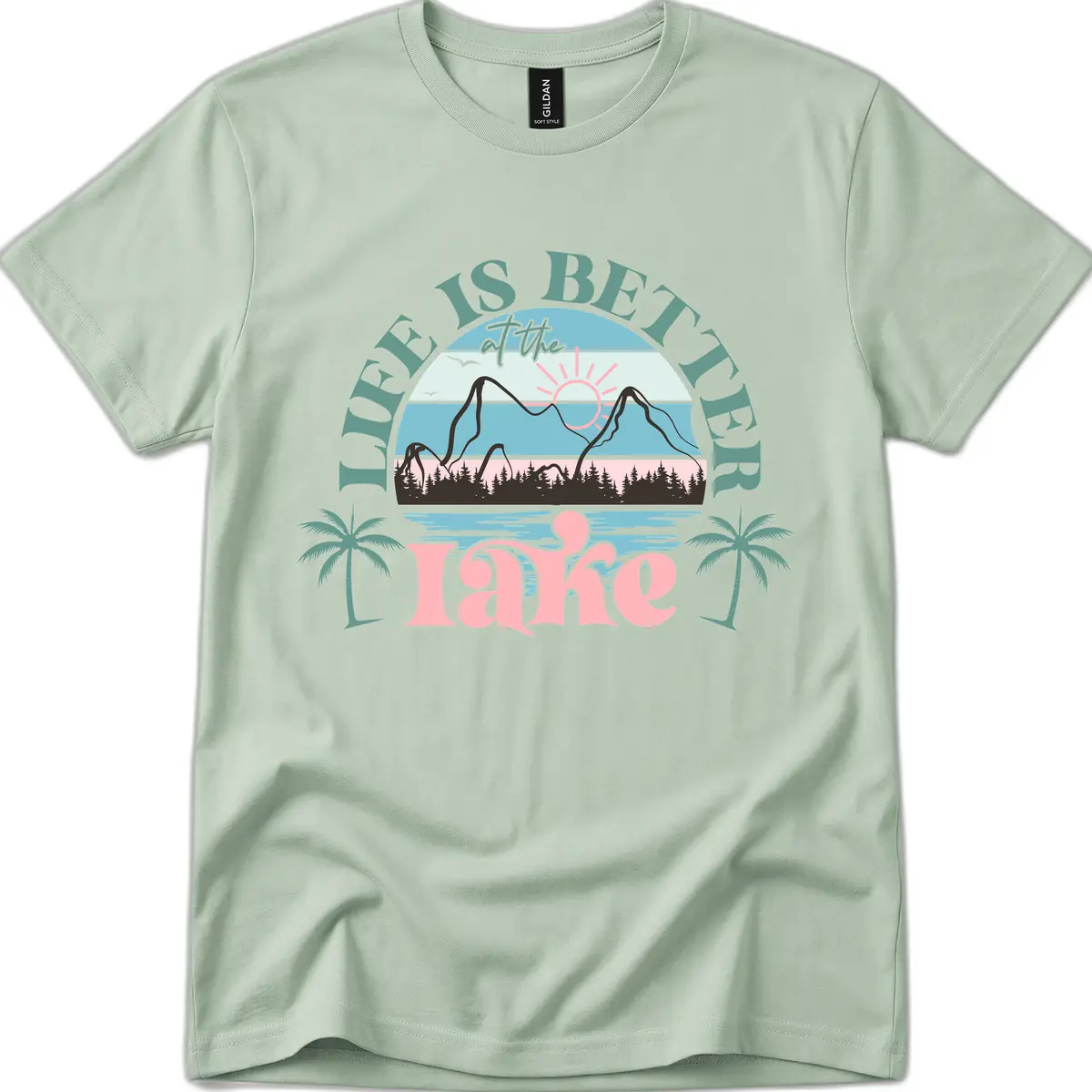 Life Is Better At The Lake Design T-Shirt in Sage