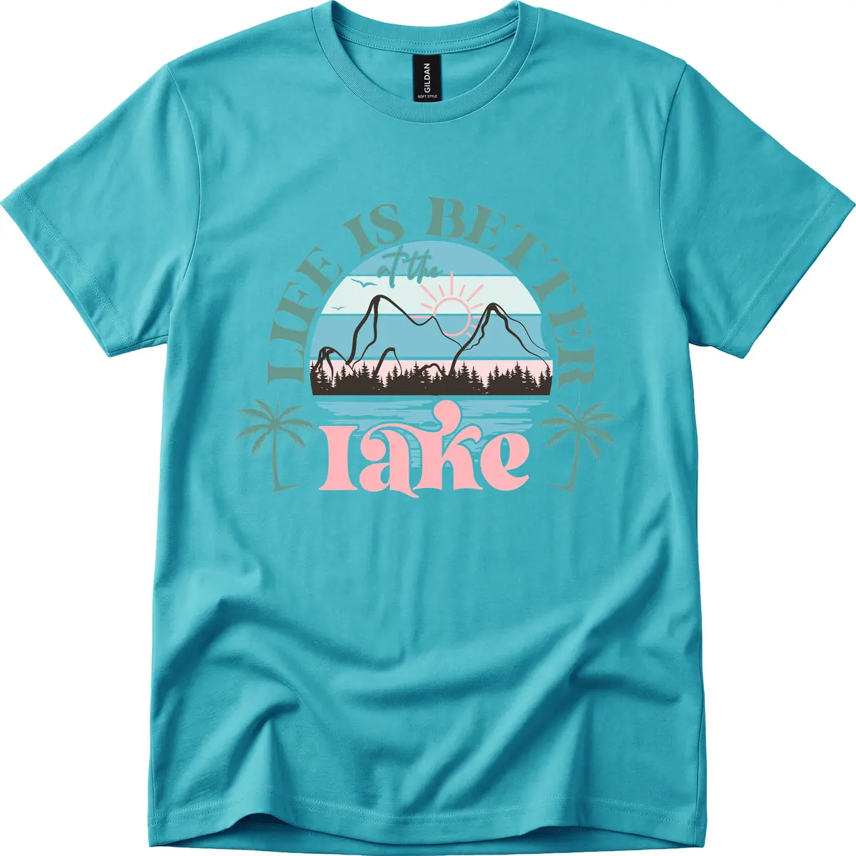 Life Is Better At The Lake Design T-Shirt in Tropical Blue