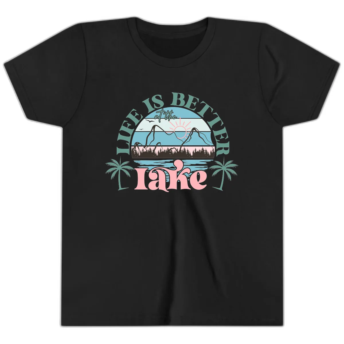 Life Is Better At The Lake Design Youth T-Shirt in Black