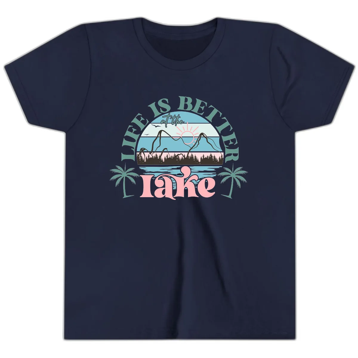 Life Is Better At The Lake Design Youth T-Shirt in Navy