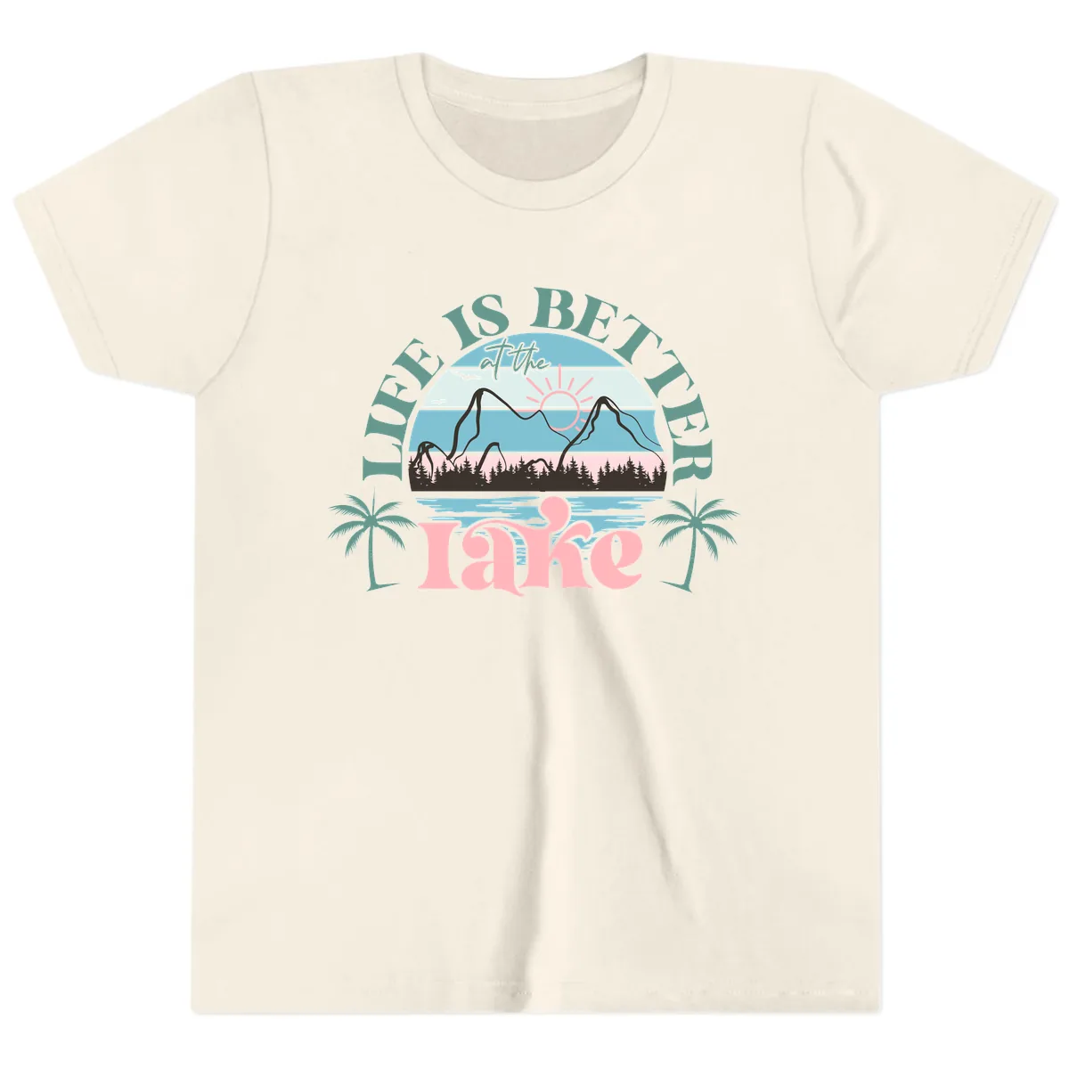 Life Is Better At The Lake Design Youth T-Shirt in Natural